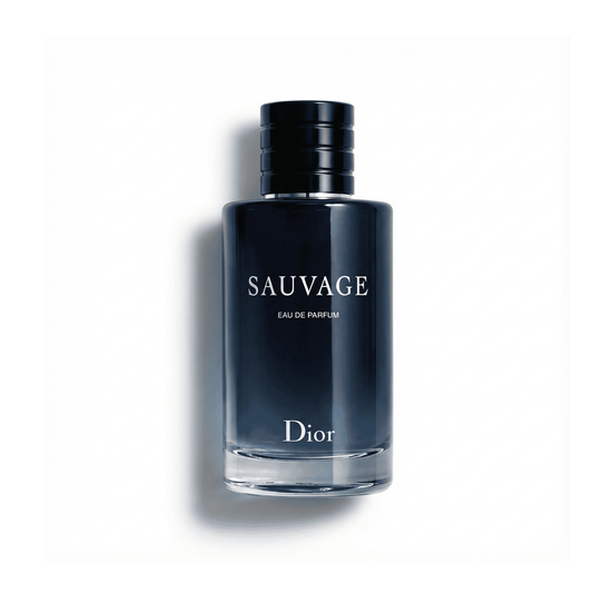 Bottle of Dior Sauvage Eau de Parfum EDP fragrance on a white background with soft shadow
