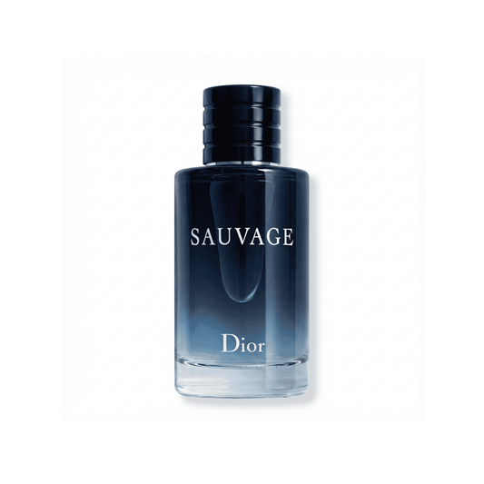 Bottle of Dior Sauvage Eau de Toilette fragrance on a white background with soft shadow