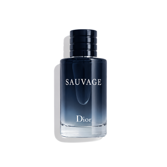 Bottle of Dior Sauvage Eau de Toilette fragrance on a white background with soft shadow