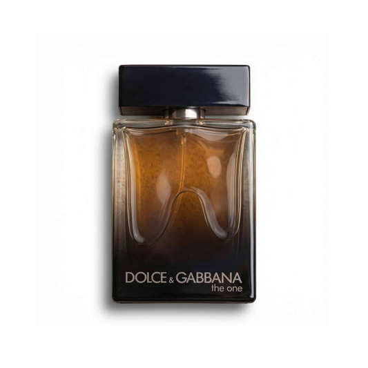 Bottle of Dolce & Gabbana The One Eau De Parfum EDP fragrance on a white background with soft shadow