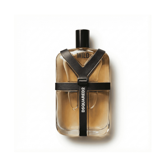 Bottle of Dsquared² Wild EDT fragrance on a white background with soft shadow