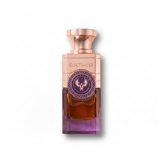 Bottle of Electimuss Octavian Extrait fragrance on a white background with soft shadow