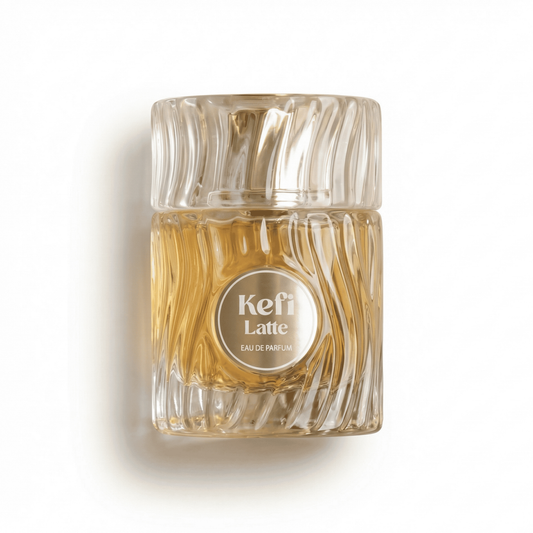 Bottle of Elite Risala Kefi Latte EDP fragrance on a white background with soft shadow