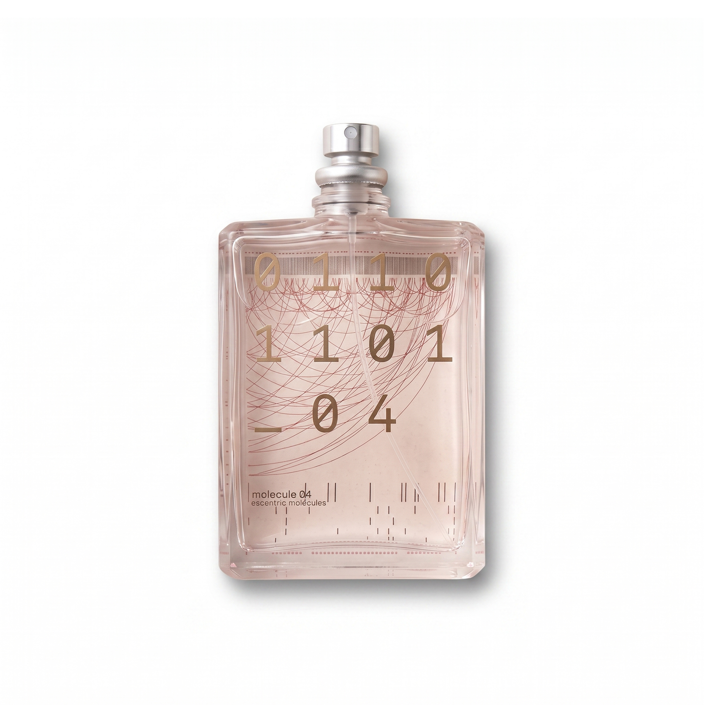 Bottle of Escentric Molecule 04 EDT fragrance on a white background with soft shadow