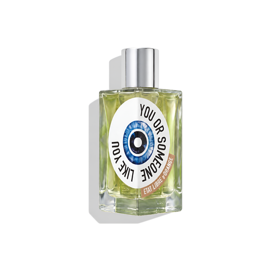 Bottle of Etat Libre d'Orange You or Someone Like You EDP fragrance on a white background with soft shadow