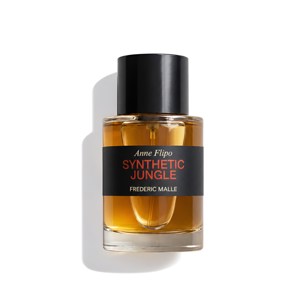Bottle of F. Malle Synthetic Jungle EDP fragrance on a white background with soft shadow