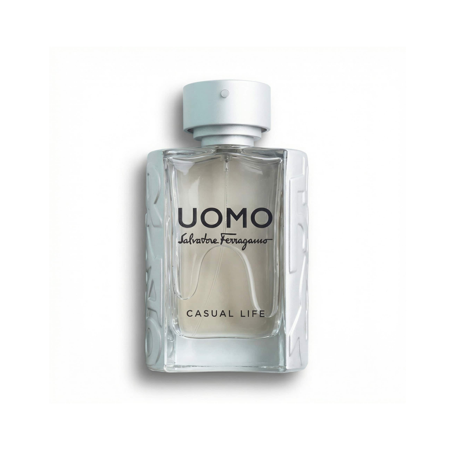 Bottle of Ferragamo Casual Life EDT fragrance on a white background with soft shadow