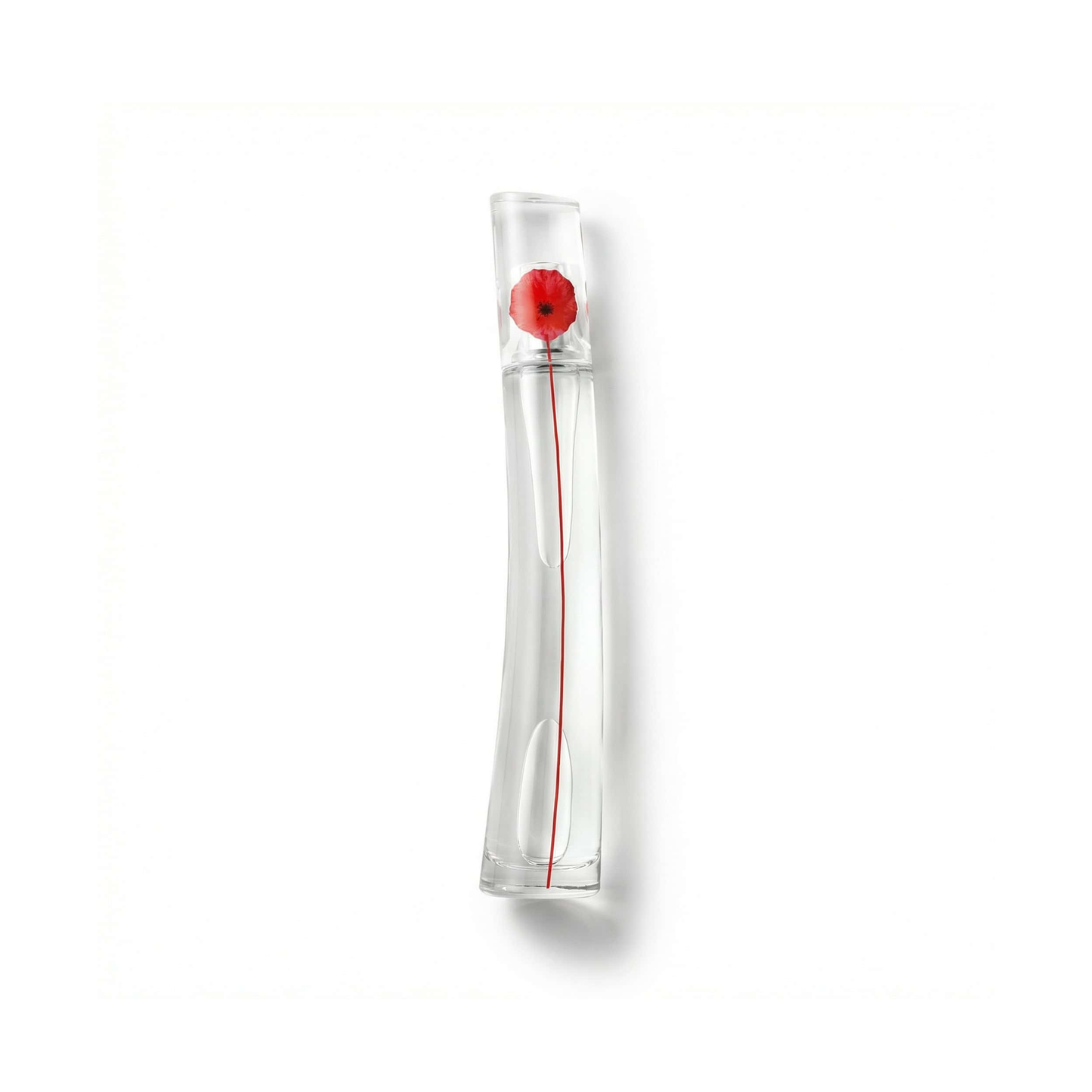 Bottle of Flower By Kenzo Poppy Bouquet EDP fragrance on a white background with soft shadow