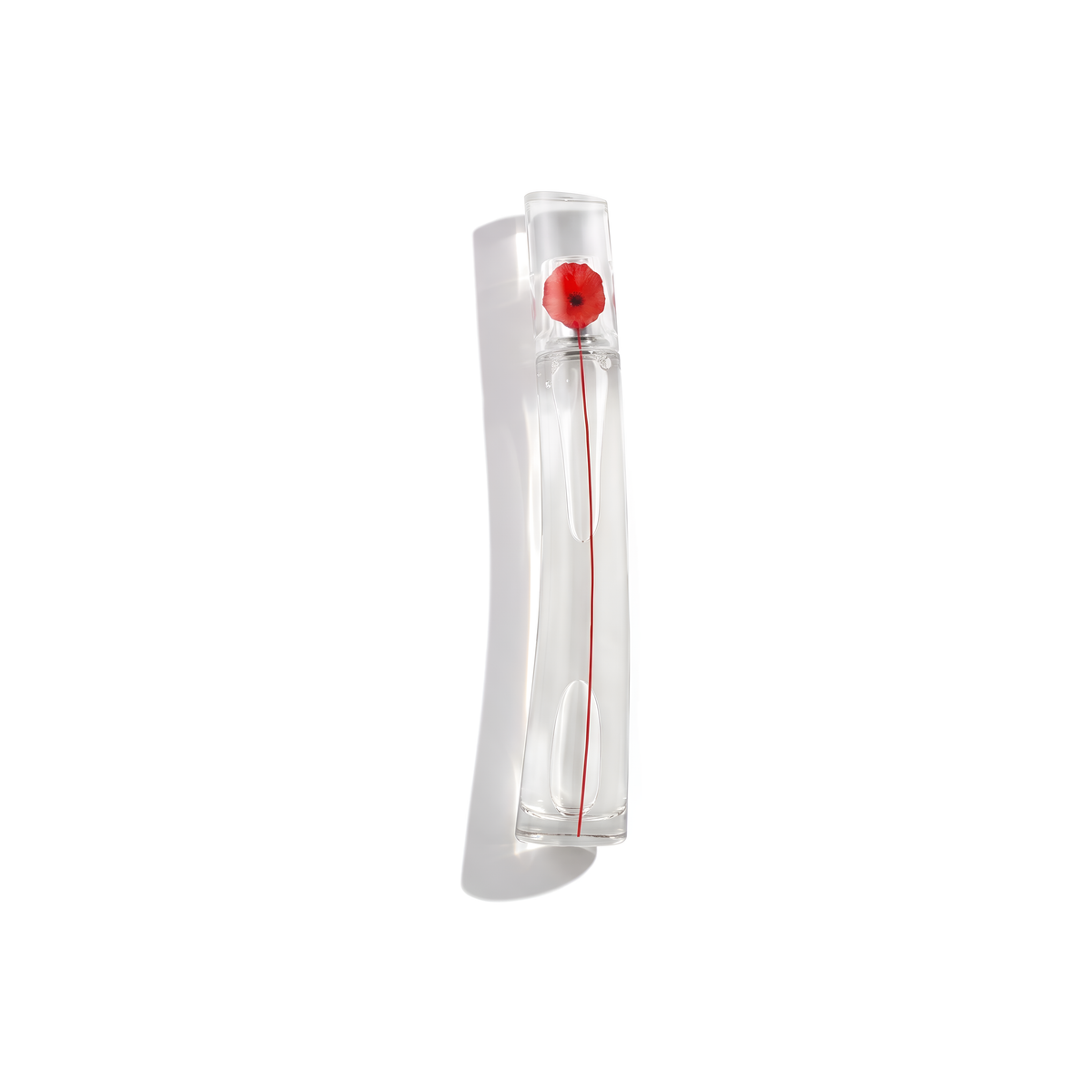 Bottle of Flower By Kenzo Poppy Bouquet EDP fragrance on a white background with soft shadow