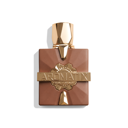 Bottle of French Avenue Aromatix x Royal Taboo Extrait fragrance on a white background with soft shadow