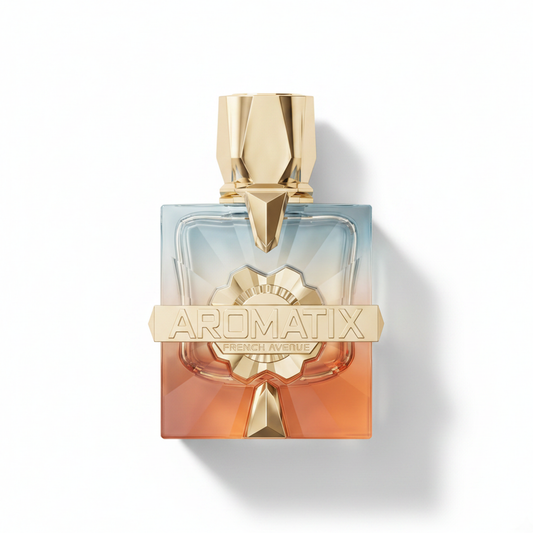 Bottle of French Avenue Aromatix x Teas Me EDP fragrance on a white background with soft shadow