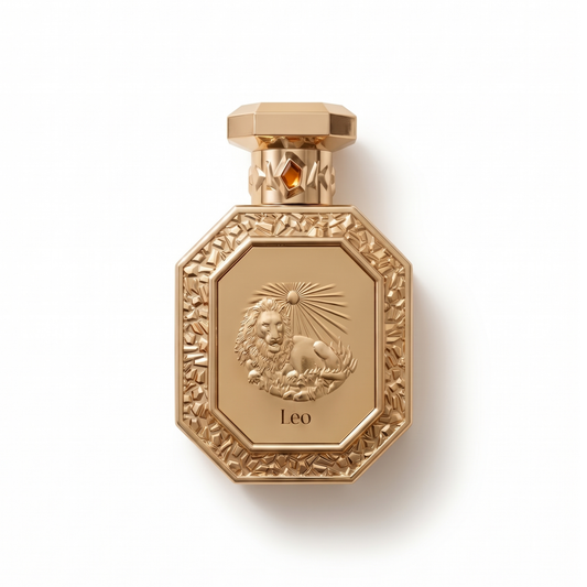 Bottle of French Avenue Genesis Leo EDP fragrance on a white background with soft shadow