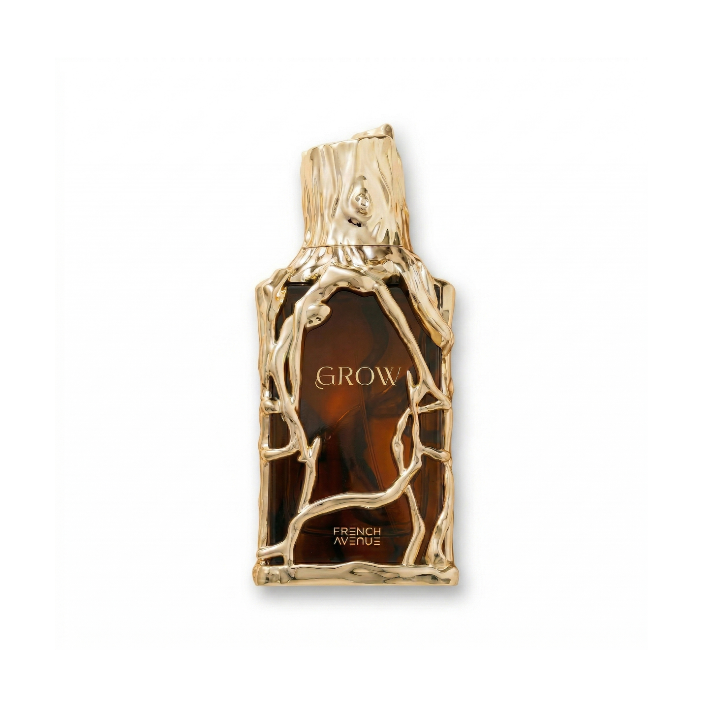 Bottle of French Avenue Grow EDP fragrance on a white background with soft shadow