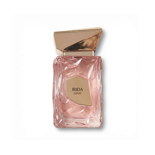 Bottle of French Avenue Irida Extrait fragrance on a white background with soft shadow