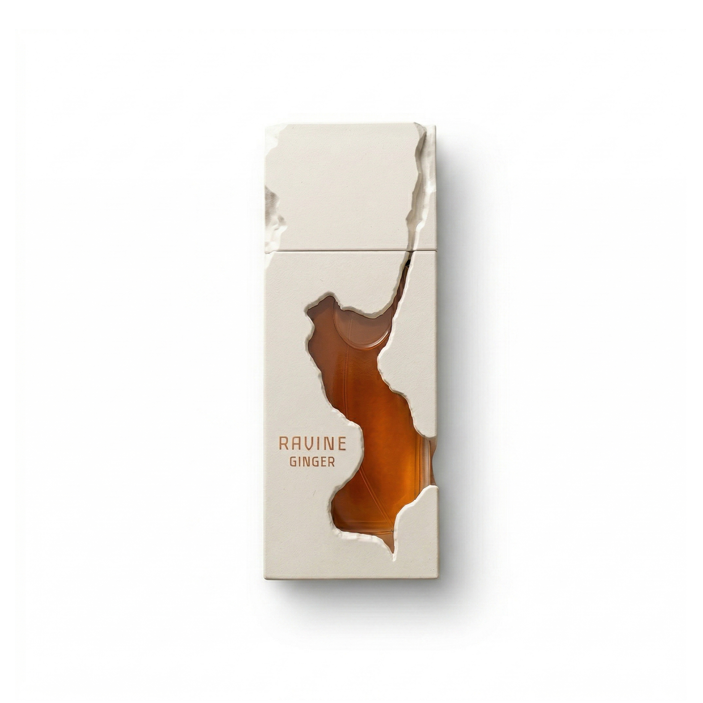 Bottle of French Avenue Ravine Ginger EDP fragrance on a white background with soft shadow