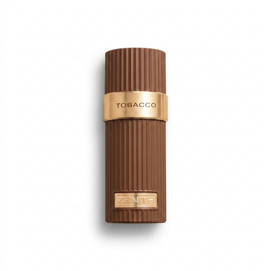 Bottle of French Avenue Zenith Tobacco EDP fragrance on a white background with soft shadow