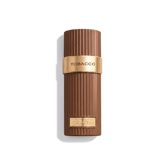 Bottle of French Avenue Zenith Tobacco EDP fragrance on a white background with soft shadow