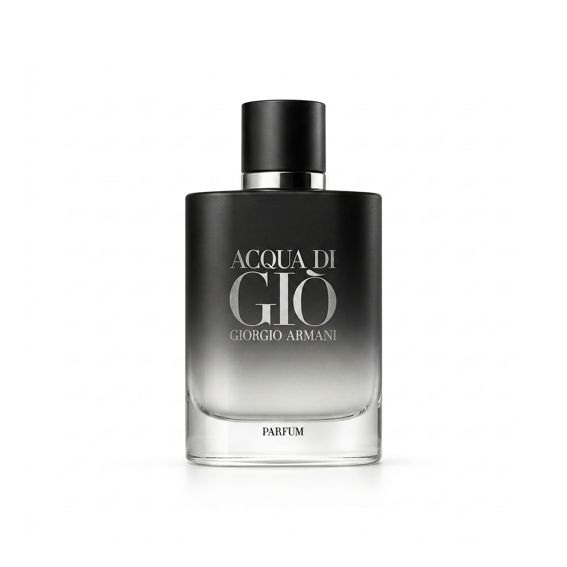 Bottle of Giorgio Armani Acqua Di Gio Parfum Parfum fragrance on a white background with soft shadow