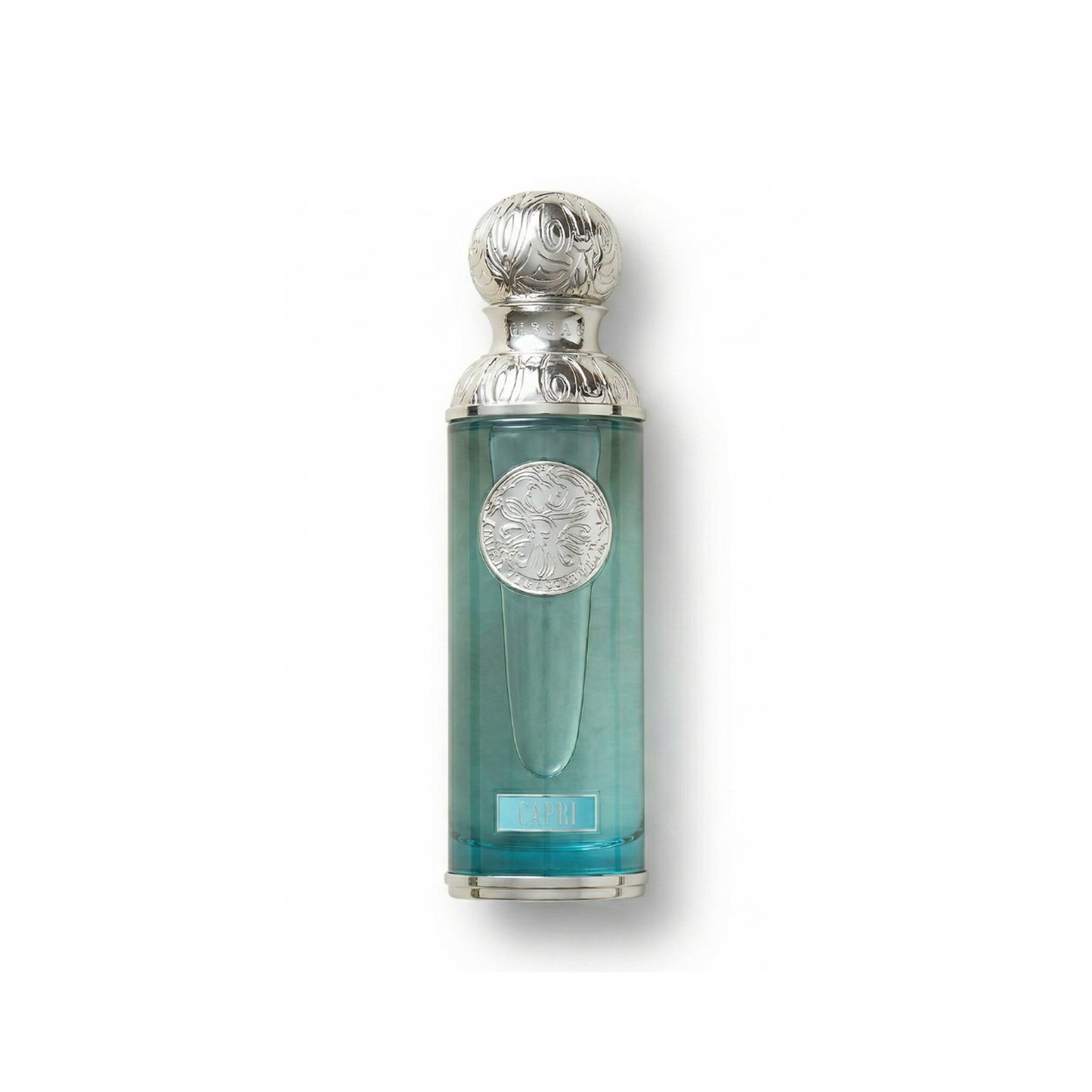 Bottle of Gissah Capri EDP fragrance on a white background with soft shadow