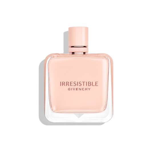 Bottle of Givenchy Irresistible Nude Velvet EDP fragrance on a white background with soft shadow