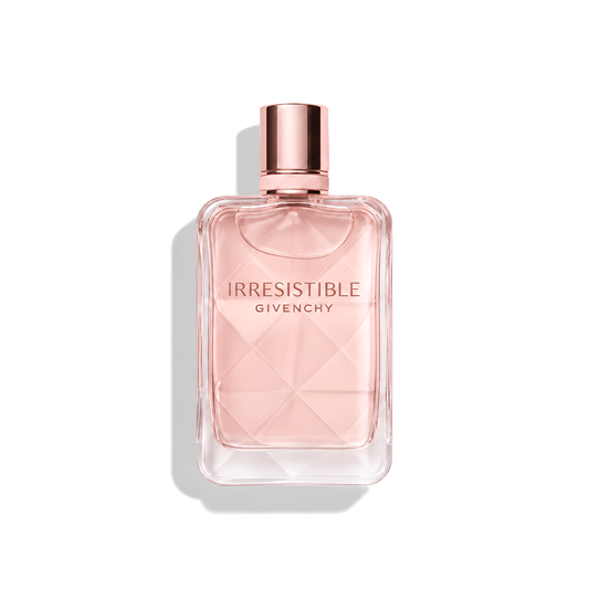 Bottle of Givenchy Irresistible Very Floral EDP fragrance on a white background with soft shadow