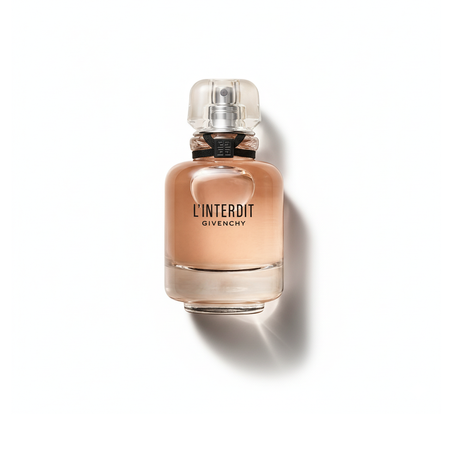 Bottle of Givenchy L'Interdit EDP fragrance on a white background with soft shadow