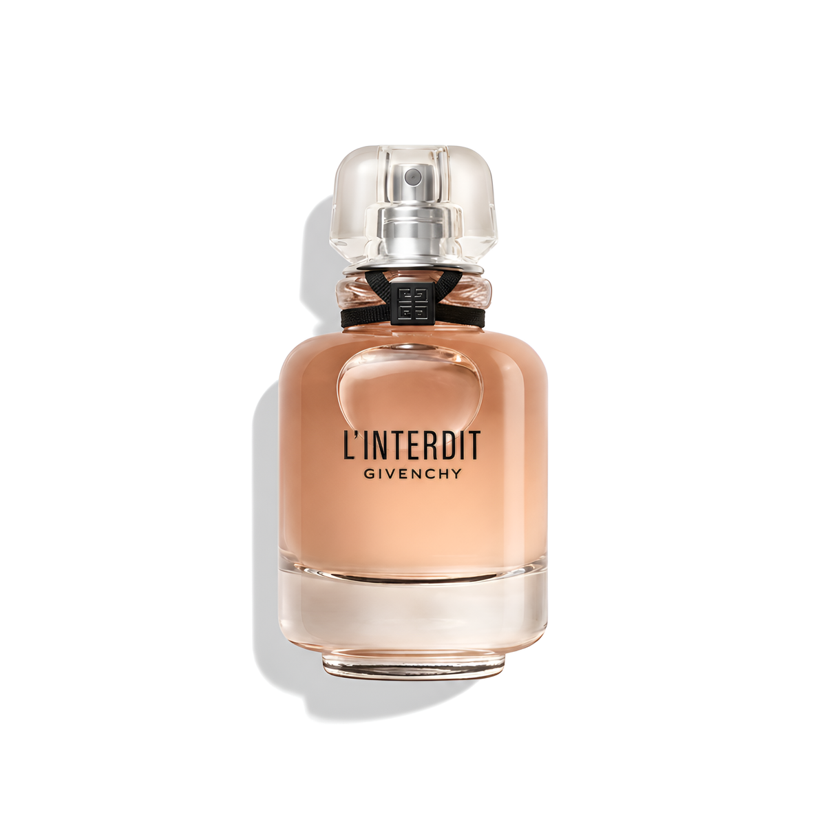 Bottle of Givenchy L'Interdit EDP fragrance on a white background with soft shadow