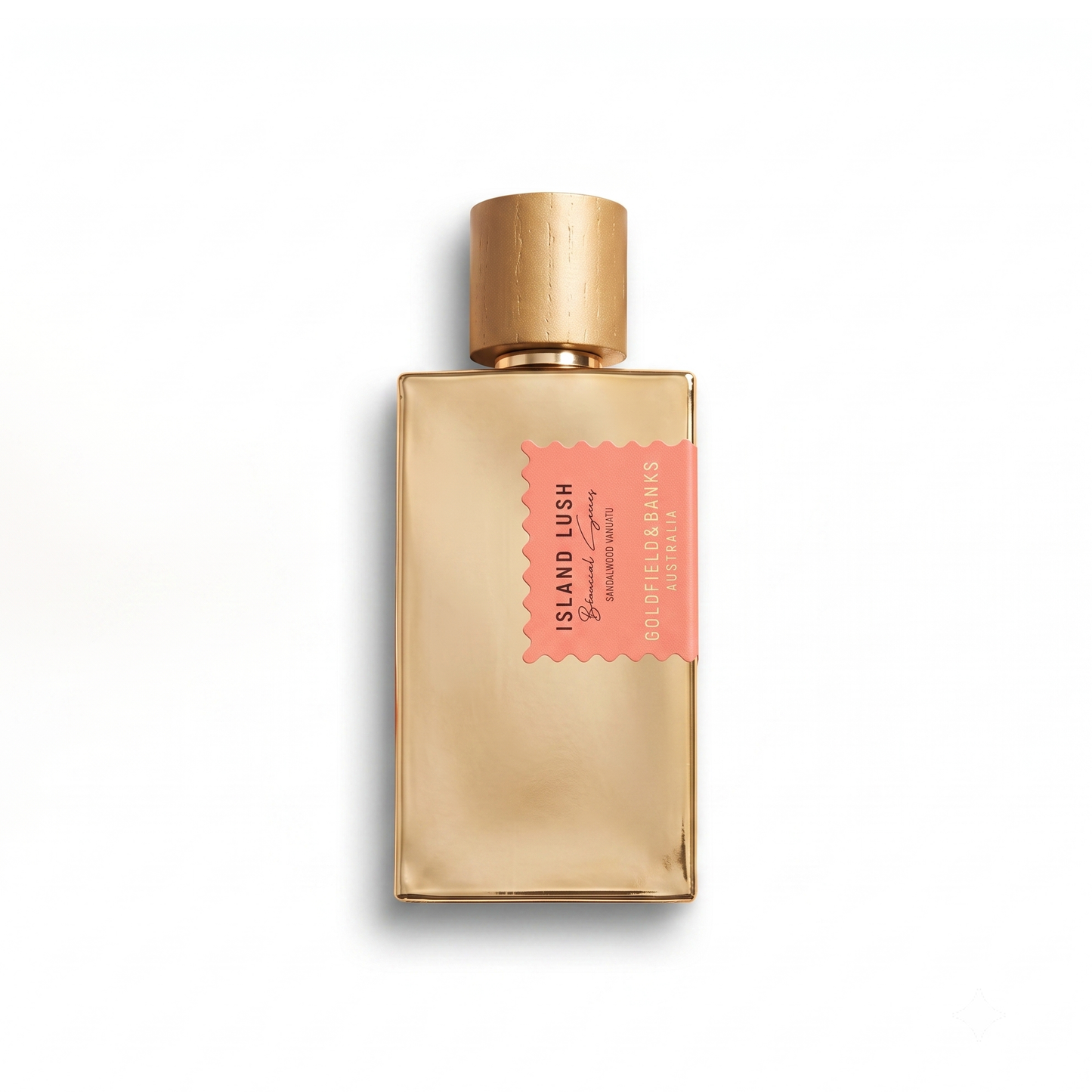 Bottle of Goldfield & Banks Island Lush EDP fragrance on a white background with soft shadow