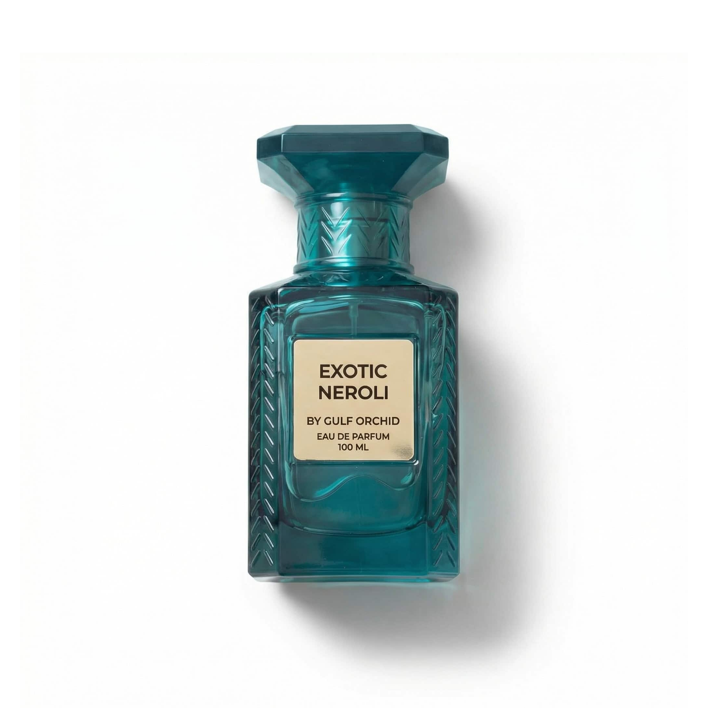 Bottle of Gulf Orchid Exotic neroli EDP fragrance on a white background with soft shadow