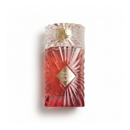 Bottle of Gulf Orchid Sweet Heaven Cherry EDP fragrance on a white background with soft shadow