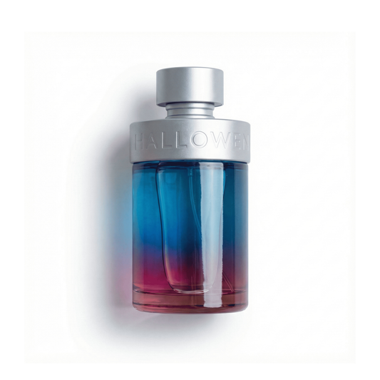 Bottle of Halloween Man Hero EDT fragrance on a white background with soft shadow