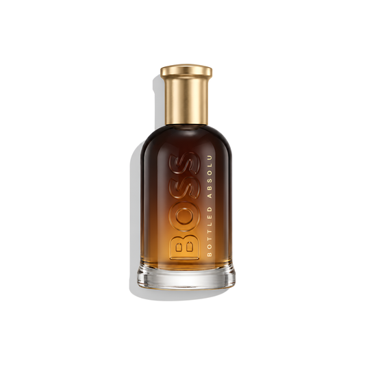 Bottle of Hugo Boss Bottled Absolu fragrance on a white background with soft shadow