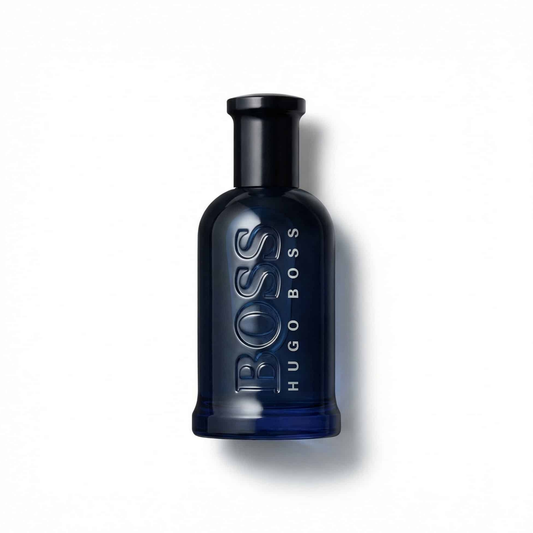Bottle of Hugo Boss Bottled Night EDT fragrance on a white background with soft shadow