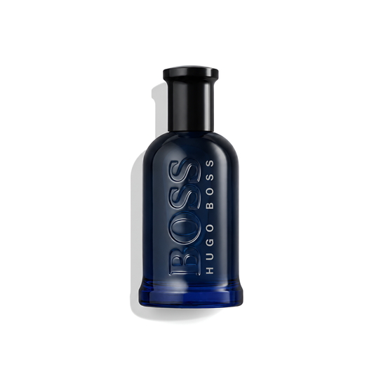 Bottle of Hugo Boss Bottled Night EDT fragrance on a white background with soft shadow