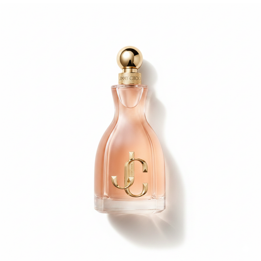 Bottle of I Want Choo fragrance on a white background with soft shadow