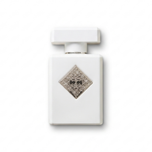 Bottle of Initio Musk Therapy Extrait fragrance on a white background with soft shadow