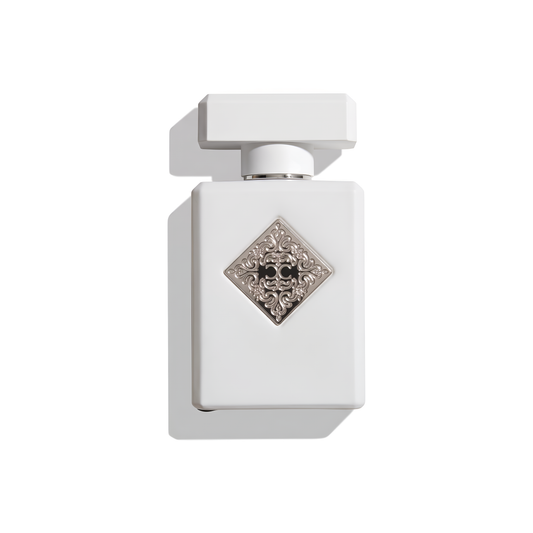 Bottle of Initio Musk Therapy Extrait fragrance on a white background with soft shadow