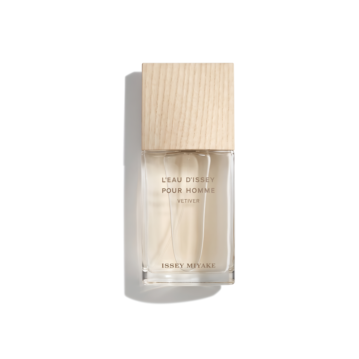 Bottle of Issey Miyake L'eau Dissey Pour Homme Vetiver EDT fragrance on a white background with soft shadow
