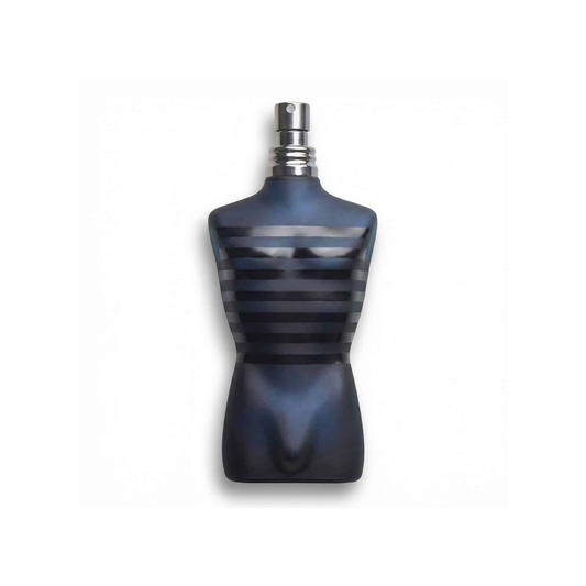 Bottle of JPG Ultra Male EDT fragrance on a white background with soft shadow