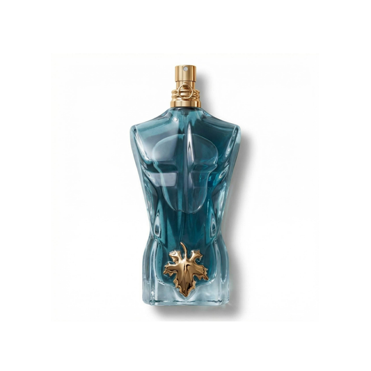 Bottle of Jean Paul Gaultier Le Beau EDT fragrance on a white background with soft shadow