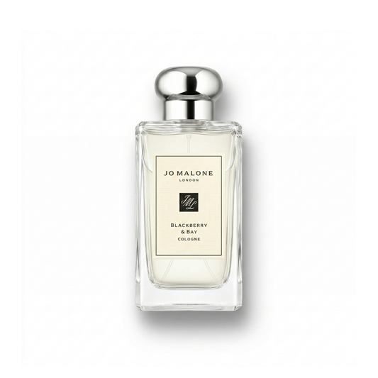 Bottle of Jo Malone Blackberry & Bay Cologne fragrance on a white background with soft shadow