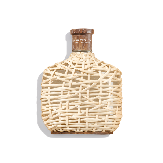 Bottle of John Varvatos Artisan Pure EDT fragrance on a white background with soft shadow
