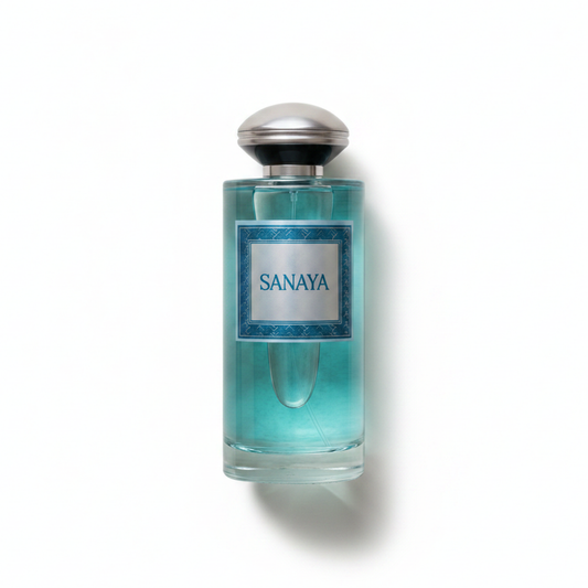 Bottle of Junaid Perfumes Sanaya fragrance on a white background with soft shadow