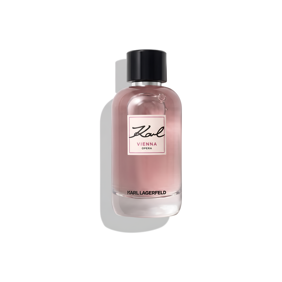 Bottle of Karl Lagerfeld Vienna Opera EDT fragrance on a white background with soft shadow