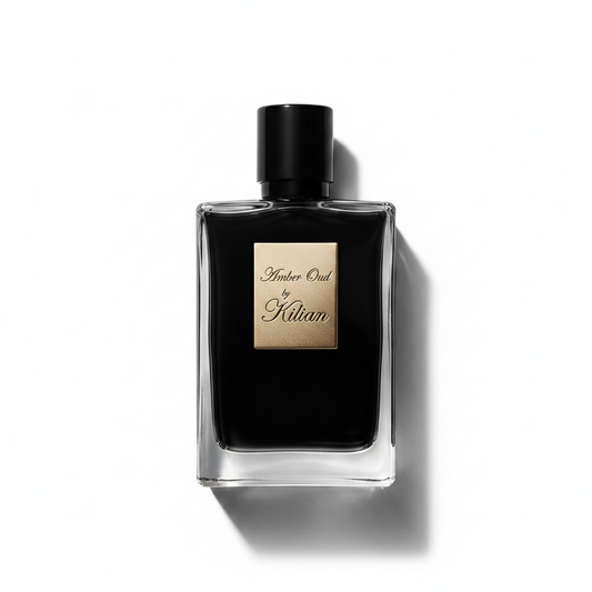 Bottle of Kilian Amber Oud (Batch 2015) EDP fragrance on a white background with soft shadow