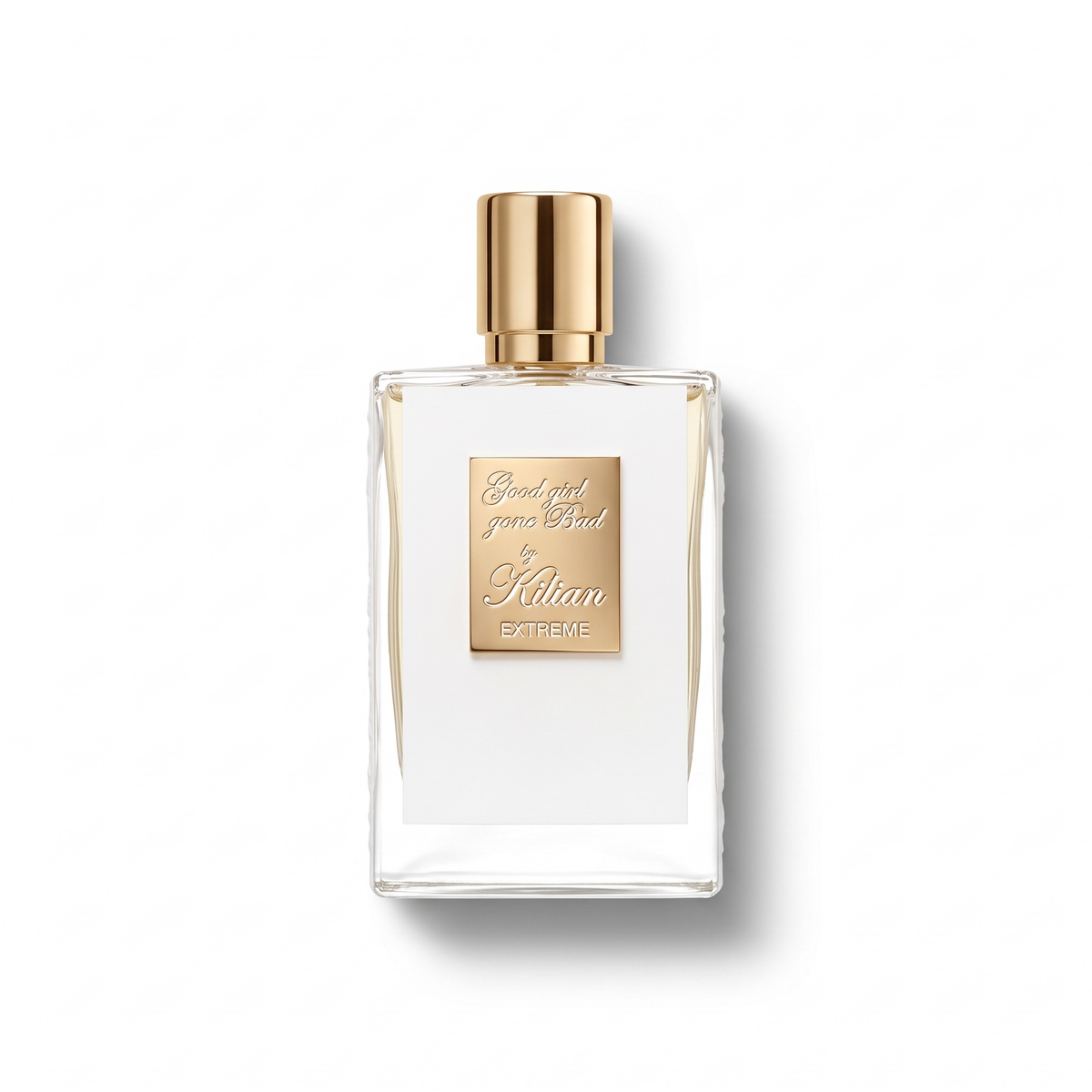 Bottle of Kilian Good Girl Gone Bad Extreme EDP fragrance on a white background with soft shadow