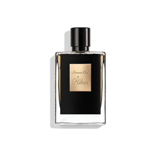 Bottle of Kilian Incense Oud (Batch 2012) EDP fragrance on a white background with soft shadow