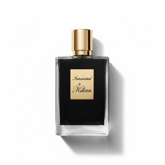 Bottle of Kilian Intoxicated (Batch 2015) EDP fragrance on a white background with soft shadow