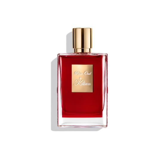 Bottle of Kilian Rose Oud (Batch 2015) EDP fragrance on a white background with soft shadow