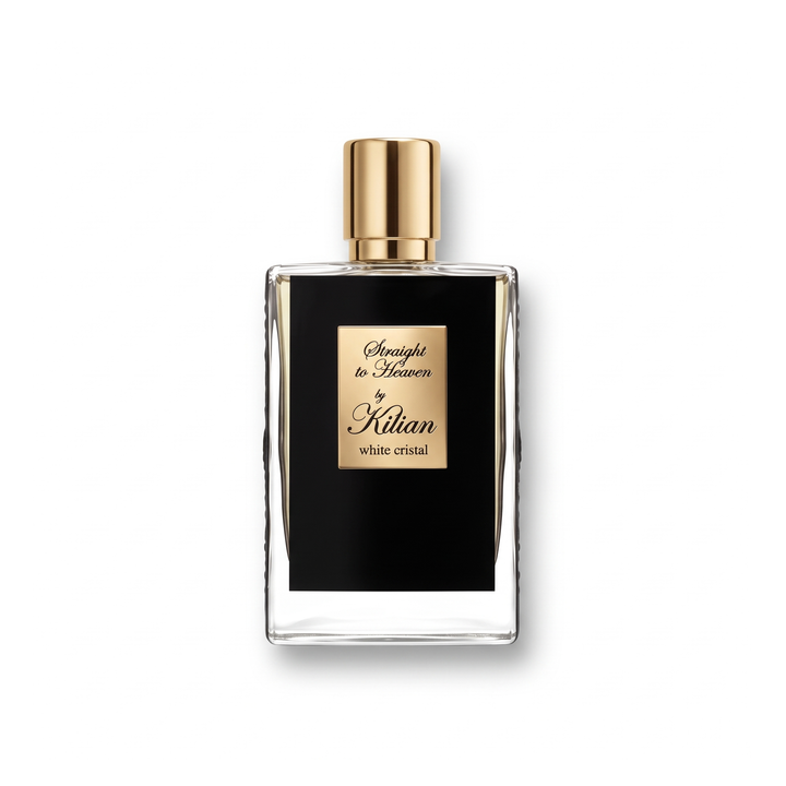 Bottle of Kilian Straight to Heaven EDP fragrance on a white background with soft shadow